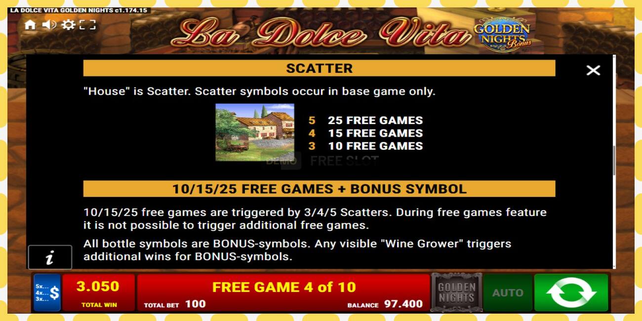 Demo slot La Dolce Vita Golden Nights free and without registration, picture - 1