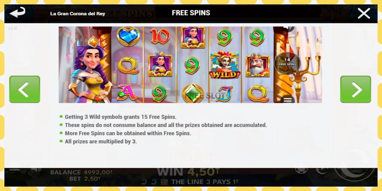 Demo slots La Gran Corona del Rey bezmaksas un bez reģistrācijas, attēlu - 1