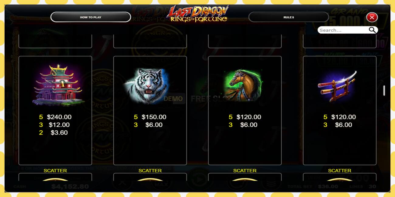 Demo slot Last Dragon - Rings of Fortune free and without registration, picture - 1