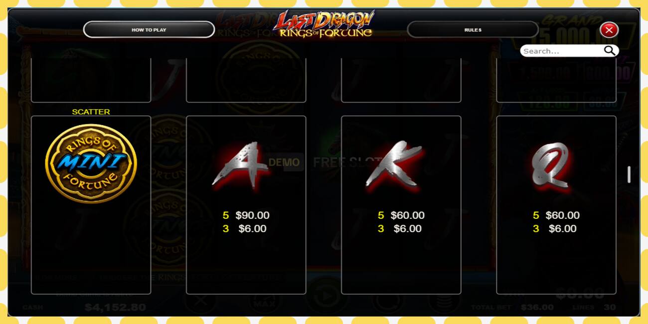 Demo slot Last Dragon - Rings of Fortune free and without registration, picture - 1