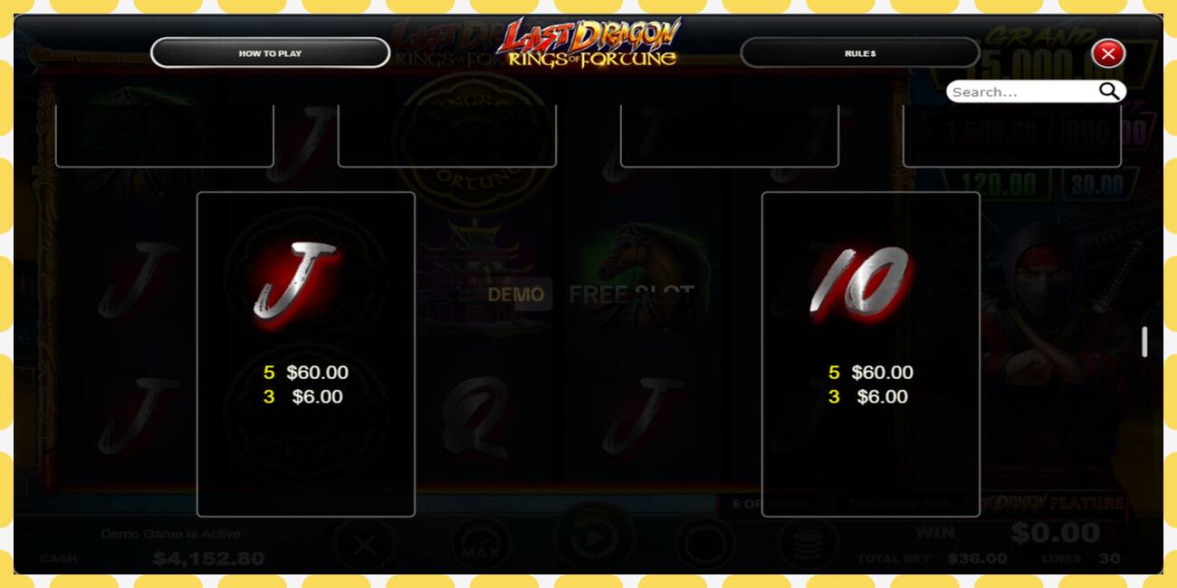 Demo slot Last Dragon - Rings of Fortune free and without registration, picture - 1