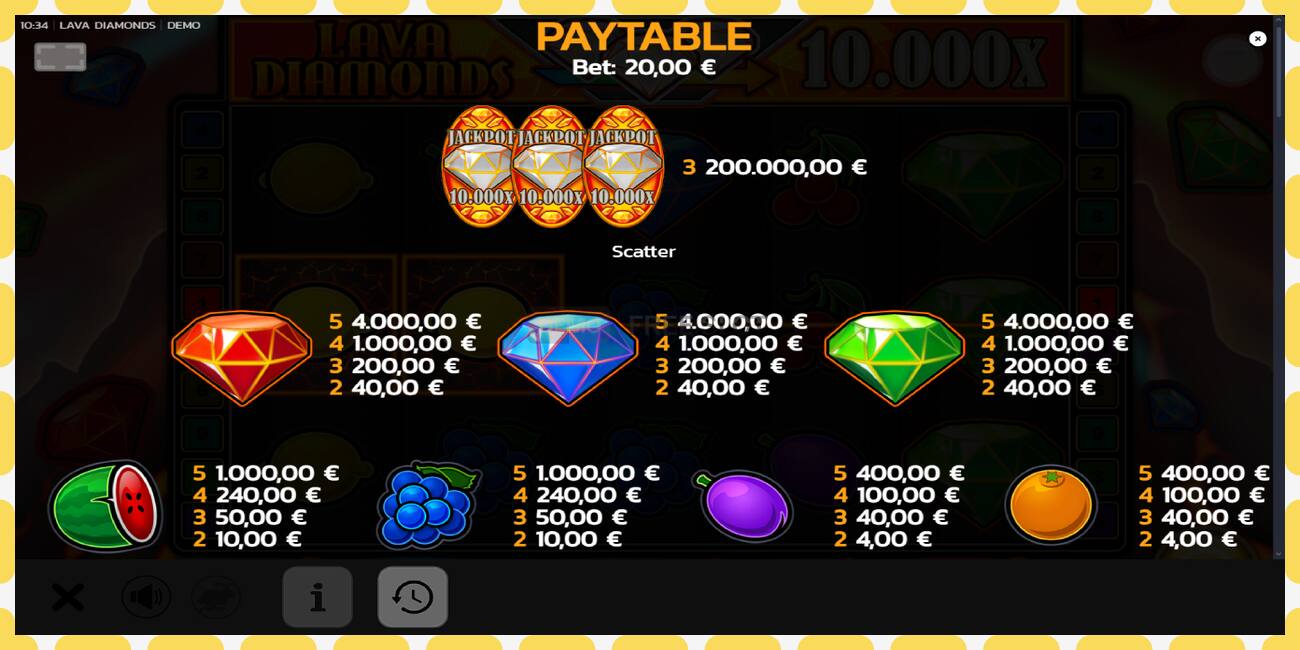 Demo slot Lava Diamonds ingyenes és regisztráció nélkül, kép - 1