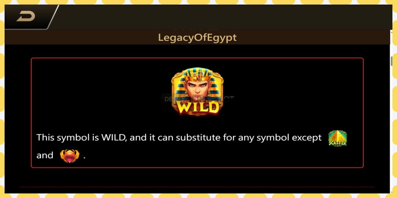 Slot de demostración Legacy of Egypt gratuíto e sen rexistro, imaxe - 1