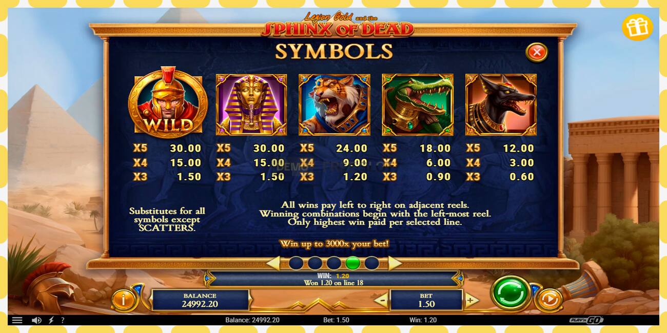 Demo slot Legion Gold and the Sphinx of Dead free and without registration, picture - 1