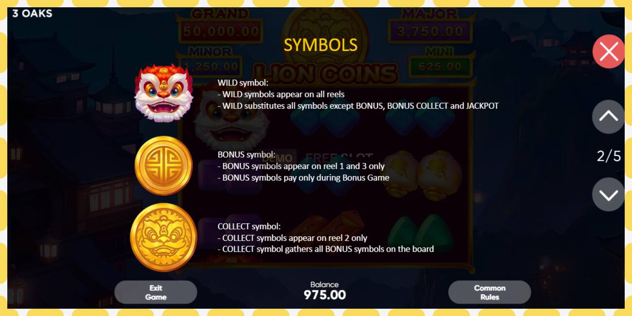 Yanayopangwa demo Lion Coins bure na bila usajili, picha - 1