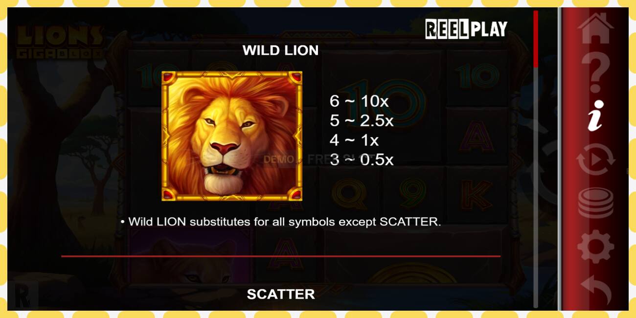 Demo slot Lions Gigablox නොමිලේ සහ ලියාපදිංචියකින් තොරව, පින්තූරය - 1