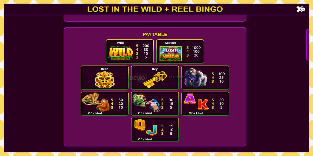 Demo slot Lost in the Wild with Reel Bingo free and without registration, picture - 1