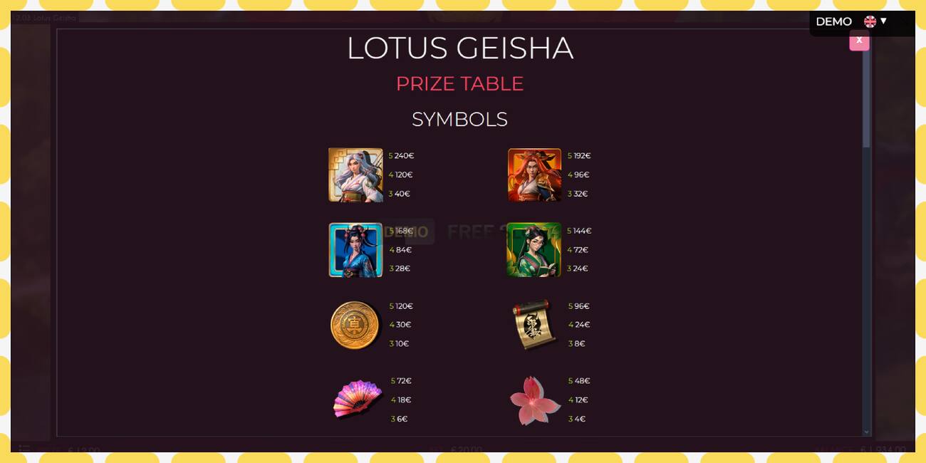 Demo slots Lotus Geisha bezmaksas un bez reģistrācijas, attēlu - 1