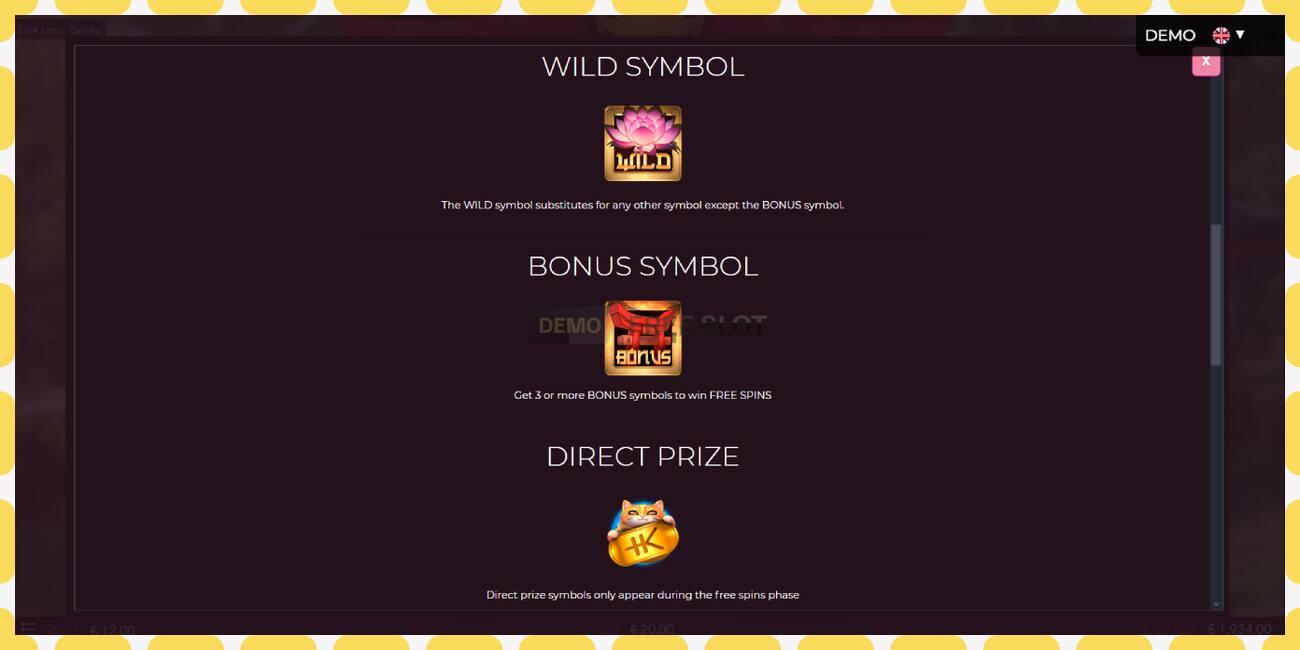 Demo slots Lotus Geisha bezmaksas un bez reģistrācijas, attēlu - 1