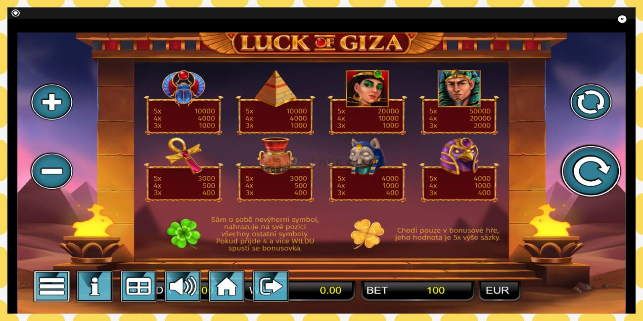 Ranura de demostración Luck of Giza gratis y sin registro, imagen - 1