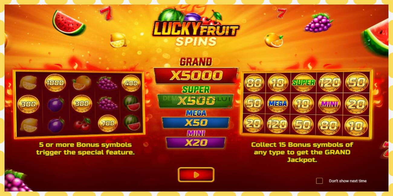 Demo-spor Lucky Fruit Spins Bonus Buy gratis og uten registrering, bilde - 1