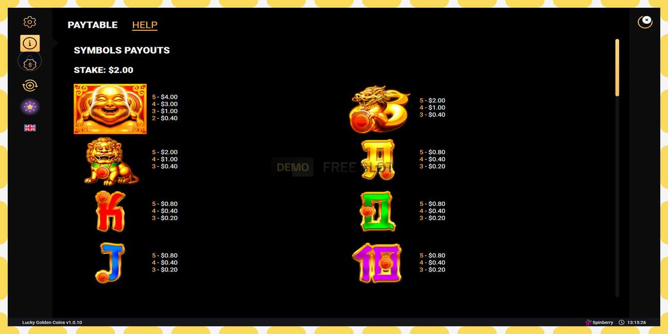 Demo slots Lucky Golden Coins bezmaksas un bez reģistrācijas, attēlu - 1