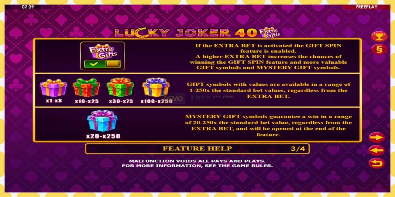 डेमो स्लट Lucky Joker 40 Extra Gifts नि: शुल्क र दर्ता बिना, चित्र - १