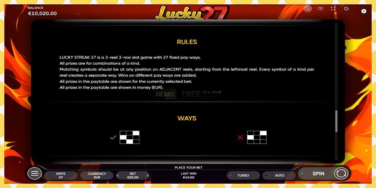 ডেমো স্লট Lucky Streak 27 বিনামূল্যে এবং নিবন্ধন ছাড়া, ছবি - 1