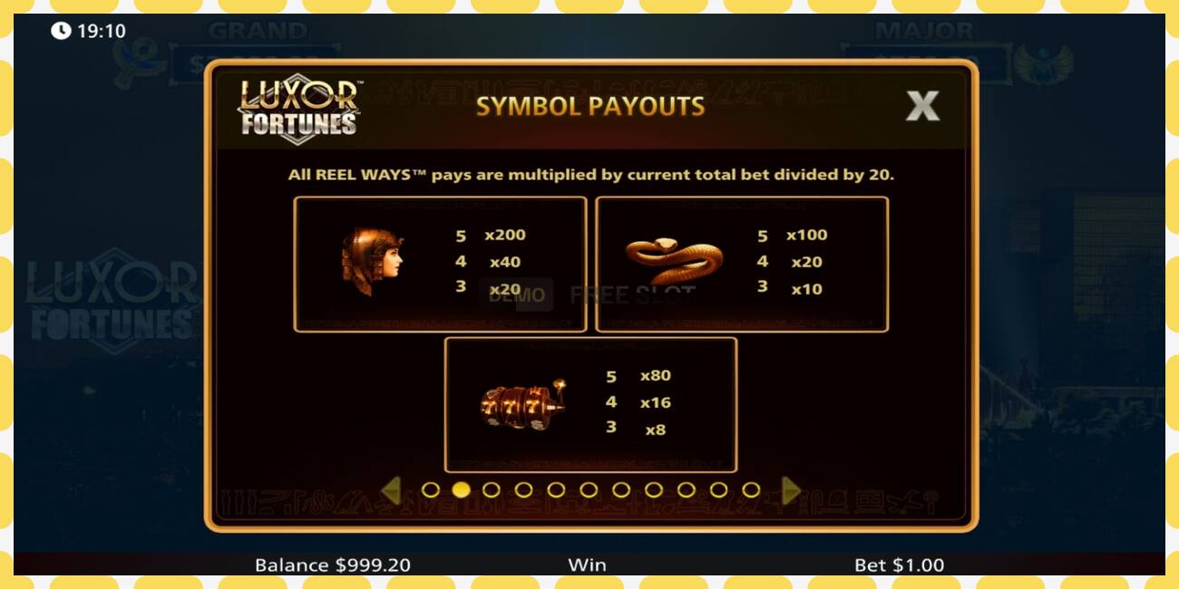 Demo slot Luxor Fortunes free and without registration, picture - 1