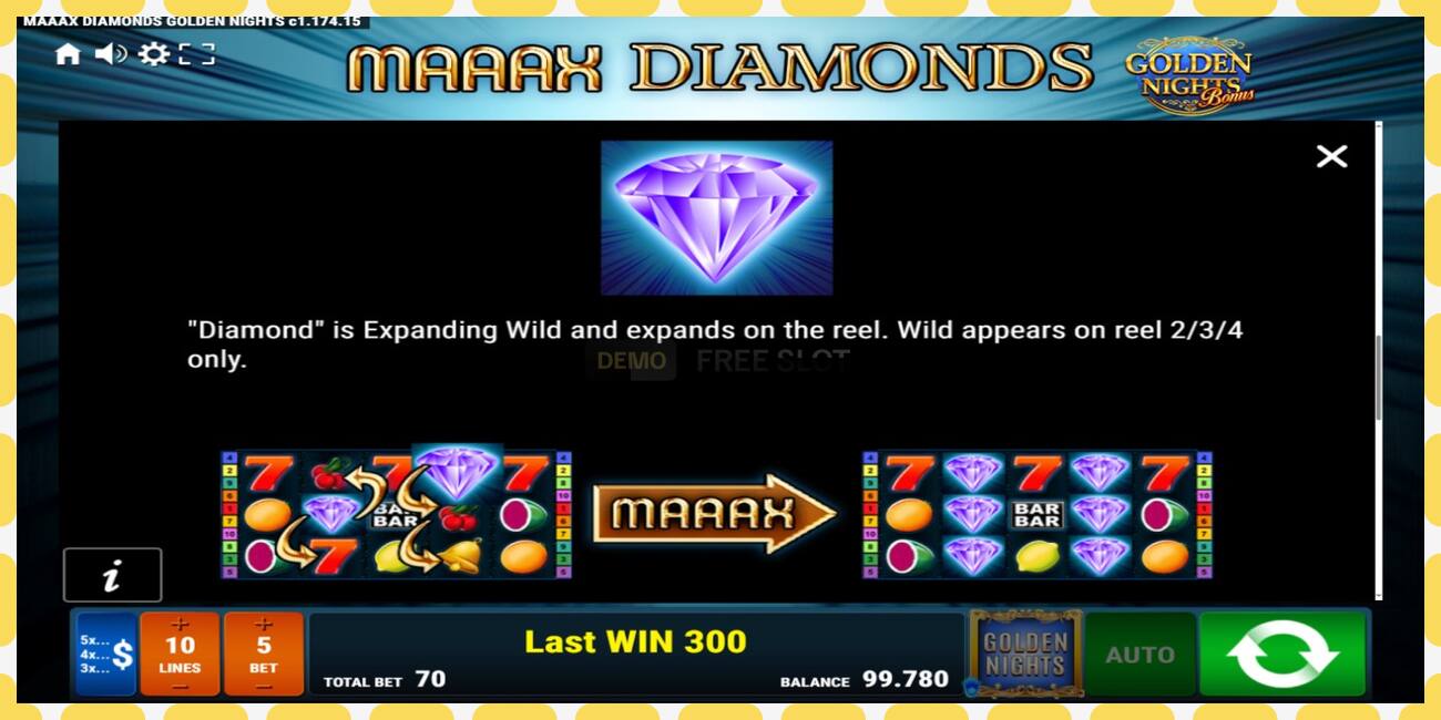 Demo slot Maaax Diamonds Golden Nights free and without registration, picture - 1