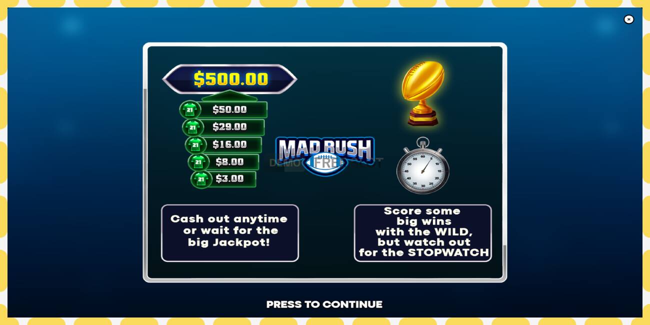 Demo slot Mad Rush free and without registration, picture - 1