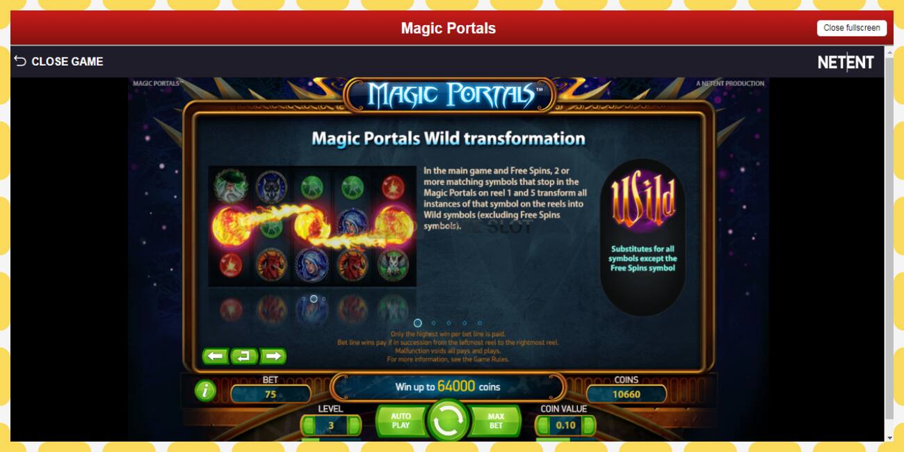 រន្ធដោតសាកល្បង Magic Portals ឥតគិតថ្លៃនិងដោយគ្មានការចុះឈ្មោះ, រូបភាព - ១