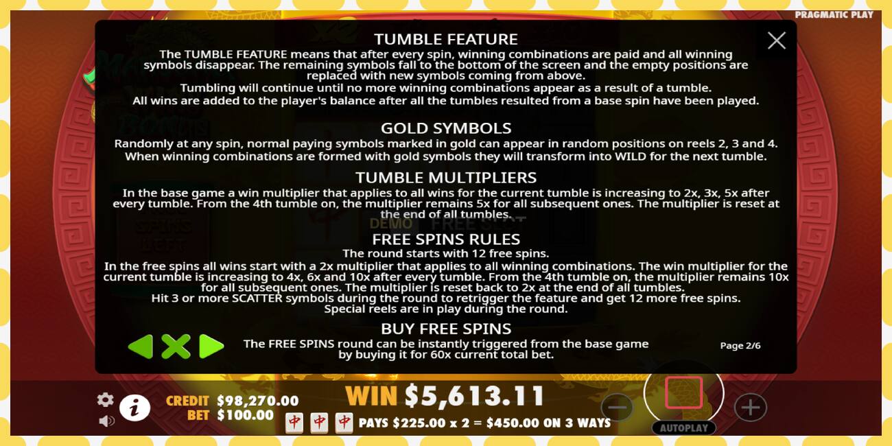 Demo slot Mahjong Wins Bonus free and without registration, picture - 1