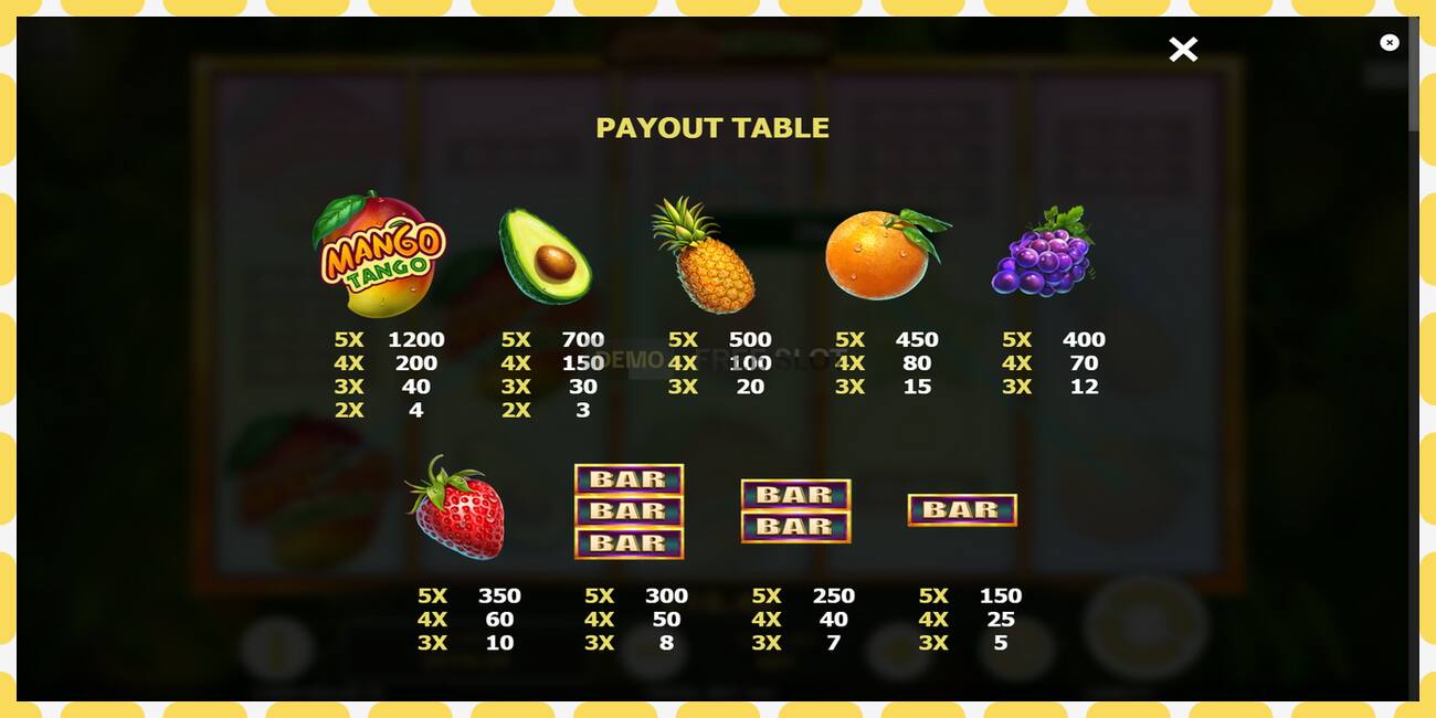 Demo slot Mango Tango free and without registration, picture - 1