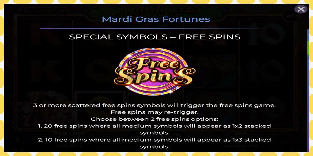 Демо ұясы Mardi Gras Fortunes тегін және тіркеусіз, сурет - 1