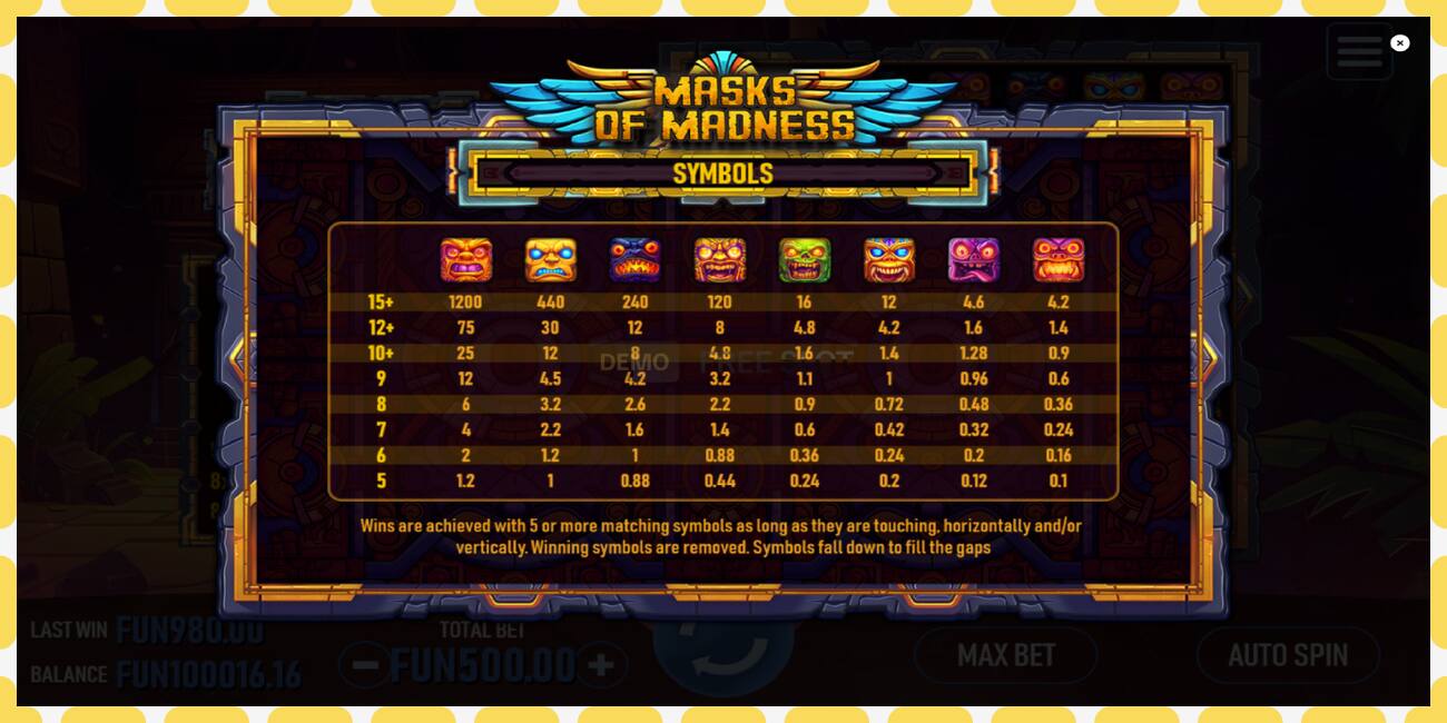 Demo slot Masks of Madness free and without registration, picture - 1