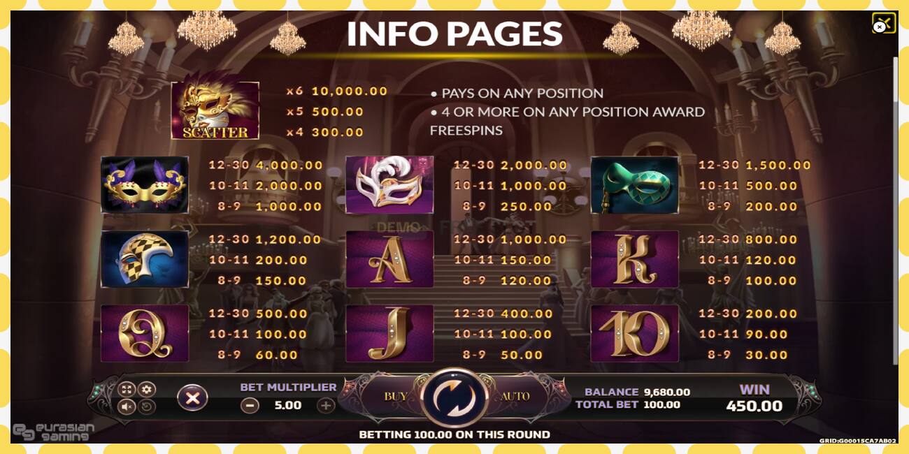 Demo slot Masquerade free and without registration, picture - 1