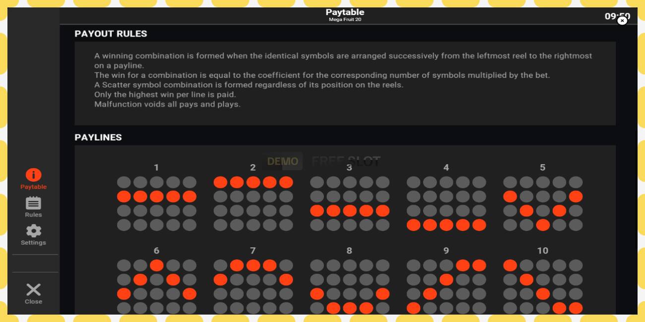 Ranura de demostración Mega Fruit 20 gratis y sin registro, imagen - 1