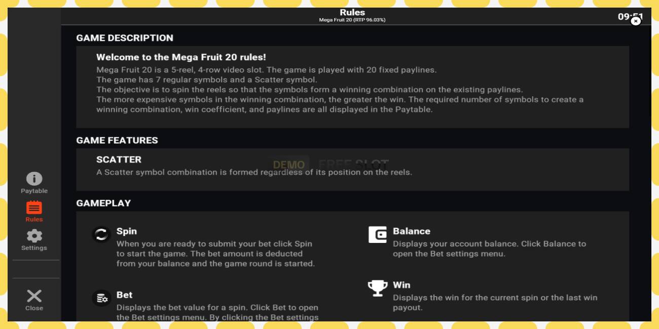 Ranura de demostración Mega Fruit 20 gratis y sin registro, imagen - 1