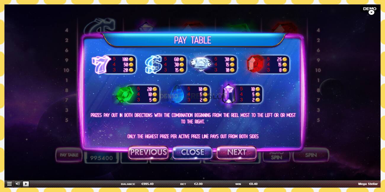 Demo slot Mega Stellar free and without registration, picture - 1