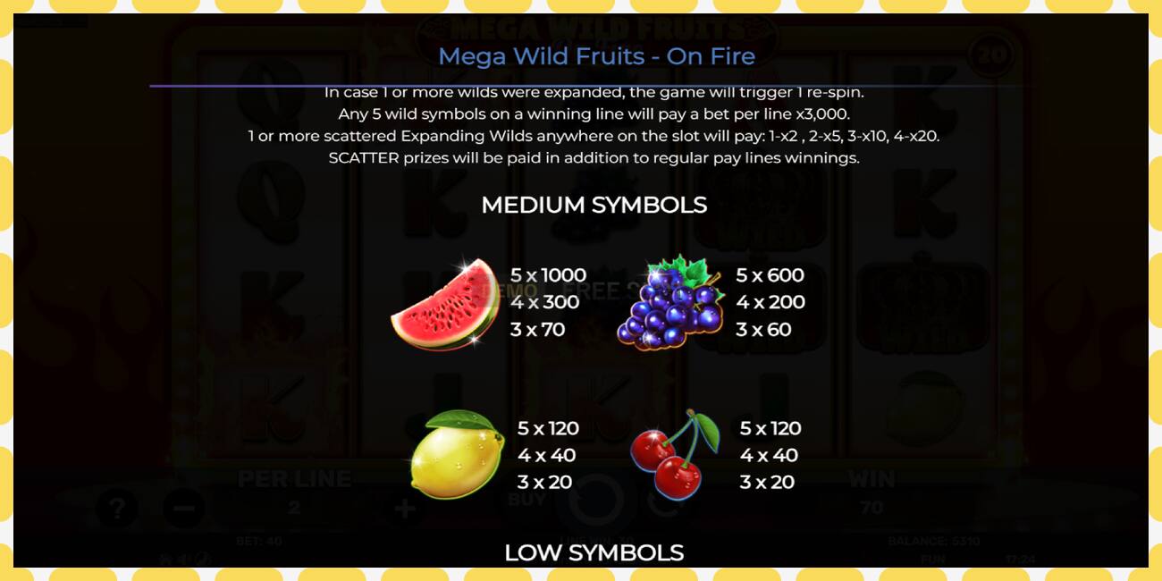 Демо слот Mega Wild Fruits - On Fire бесплатно и без регистрације, слика - 1