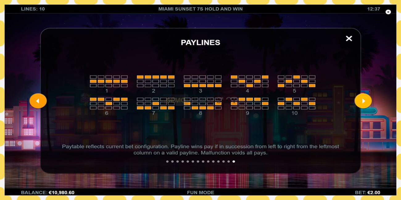 Demo rifa Miami Sunset 7s Hold and Win ókeypis og án skráningar, mynd - 1
