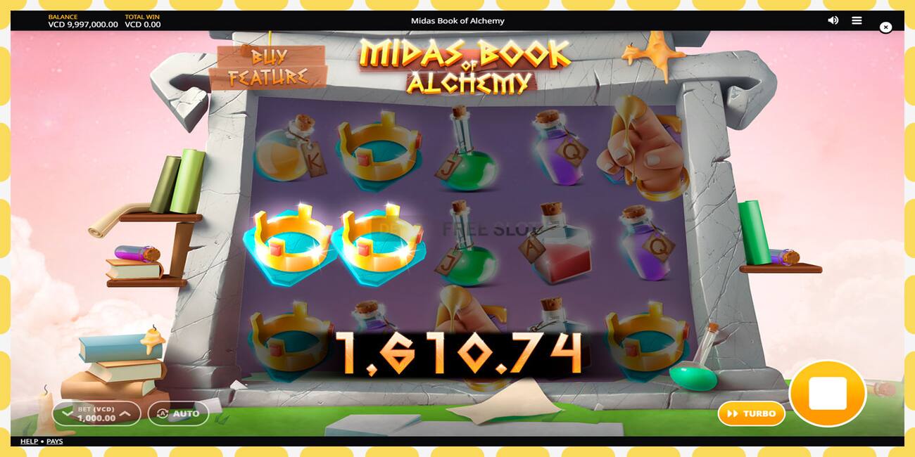 រន្ធដោតសាកល្បង Midas Book of Alchemy ឥតគិតថ្លៃនិងដោយគ្មានការចុះឈ្មោះ, រូបភាព - ១