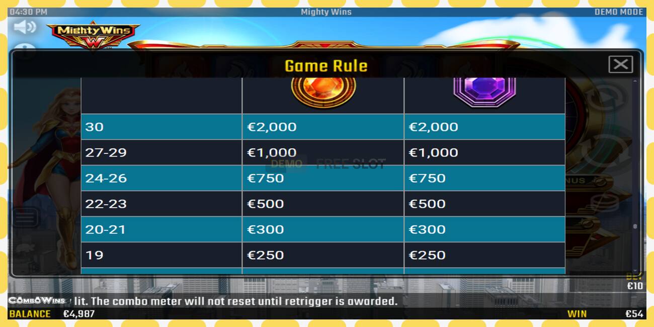 Demo-slot Mighty Wins gratis en zonder registratie, afbeelding - 1