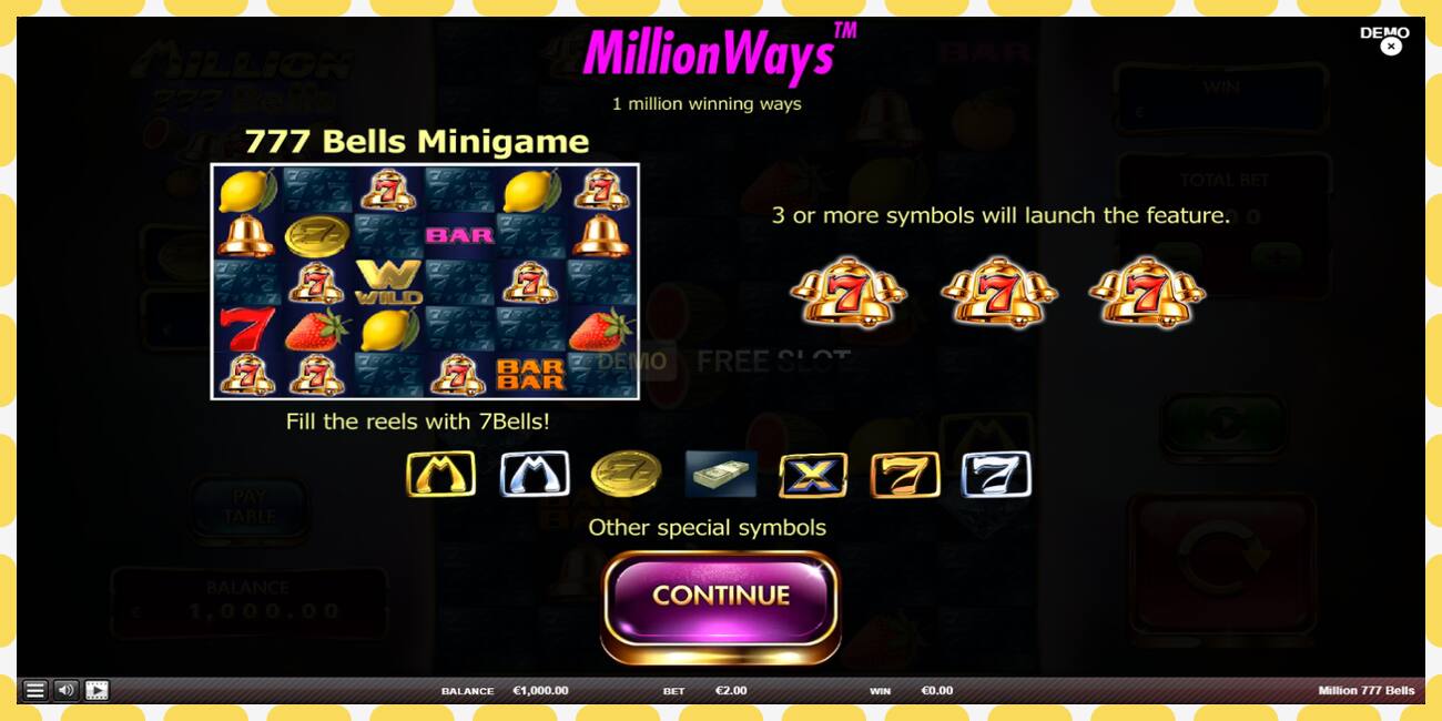 Demo slot Million 777 Bells free and without registration, picture - 1