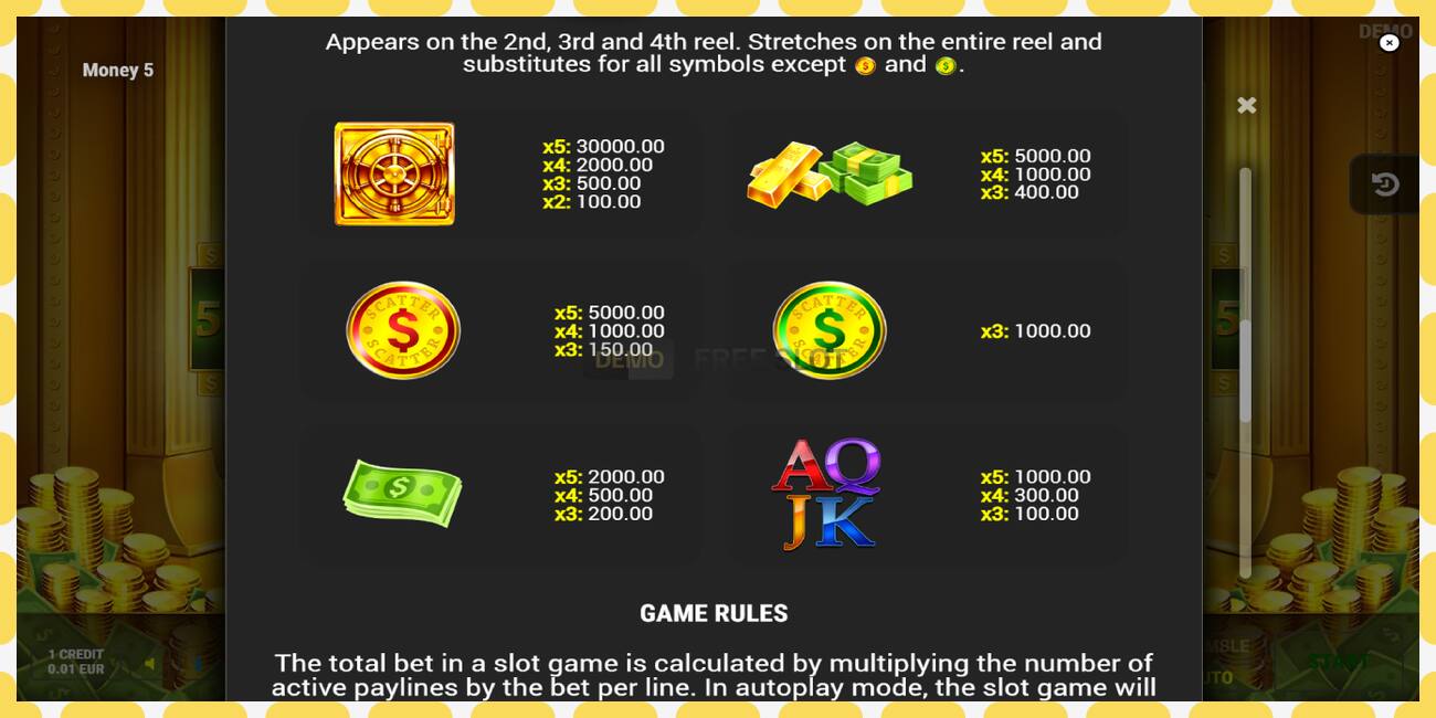 Demo slot Money 5 free and without registration, picture - 1