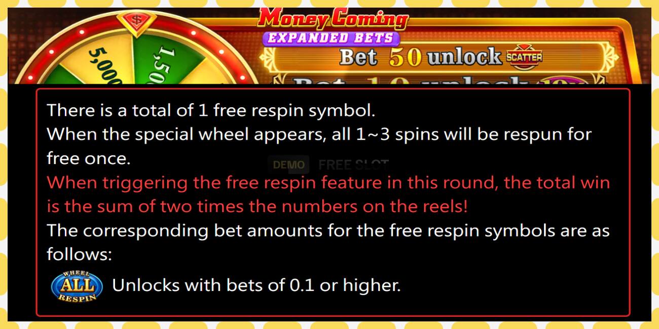 Demo slot Money Coming 2 – Expanded Bets free and without registration, picture - 1