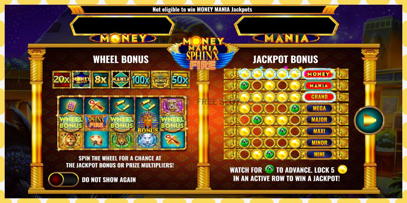 فتحة تجريبية Money Mania Sphinx Fire مجانا وبدون تسجيل, صورة - 1