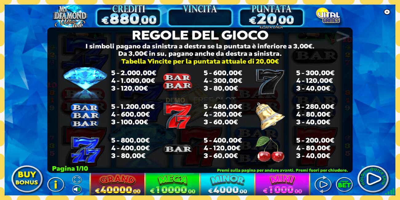 Demo slots Mr. Diamond Ultra Link bezmaksas un bez reģistrācijas, attēlu - 1