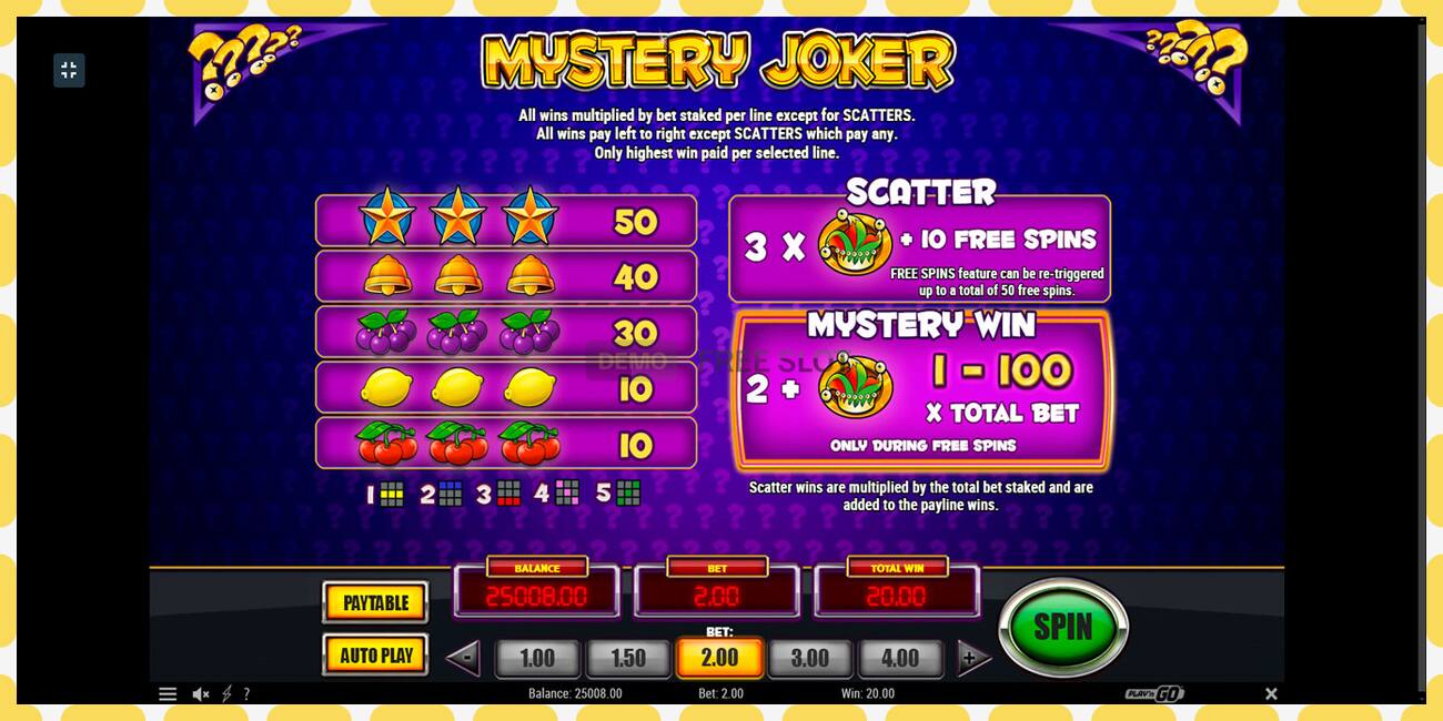 Demo slot Mystery Joker free and without registration, picture - 1