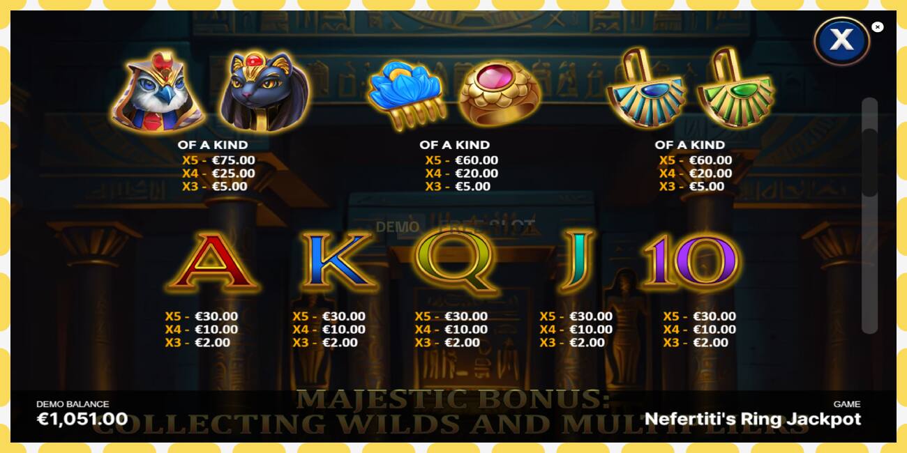 Yanayopangwa demo Nefertitis Ring Jackpot bure na bila usajili, picha - 1