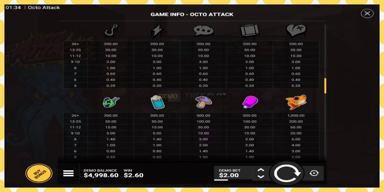 Demo slot Octo Attack free and without registration, picture - 1