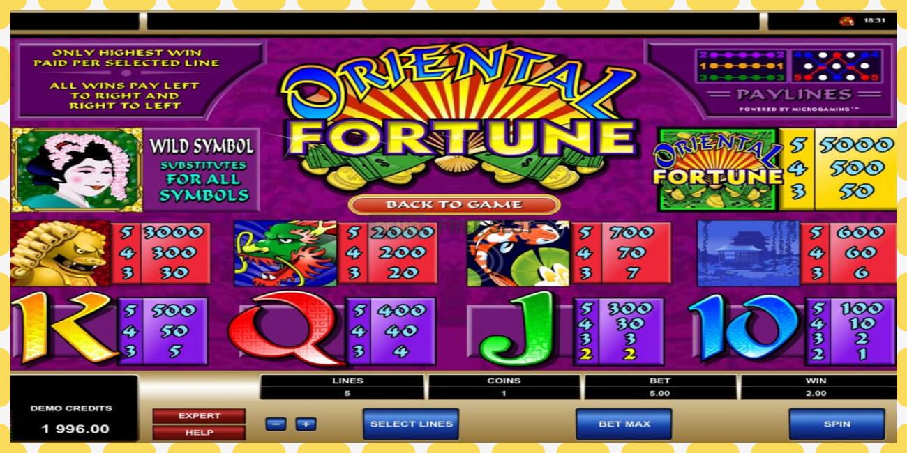 Demo slot Oriental Fortune free and without registration, picture - 1