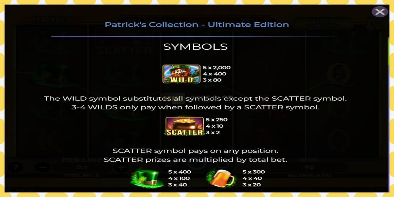 Demo slot Patricks Collection - Ultimate Edition free and without registration, picture - 1