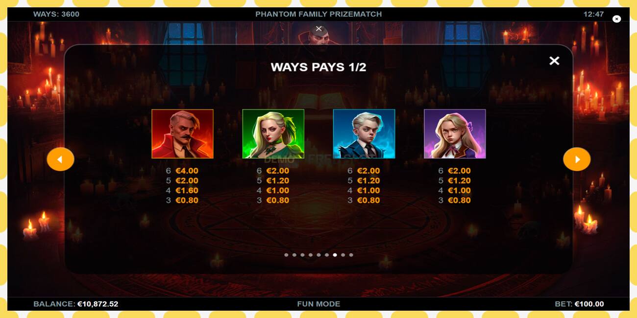 រន្ធដោតសាកល្បង Phantom Family PrizeMatch ឥតគិតថ្លៃនិងដោយគ្មានការចុះឈ្មោះ, រូបភាព - ១