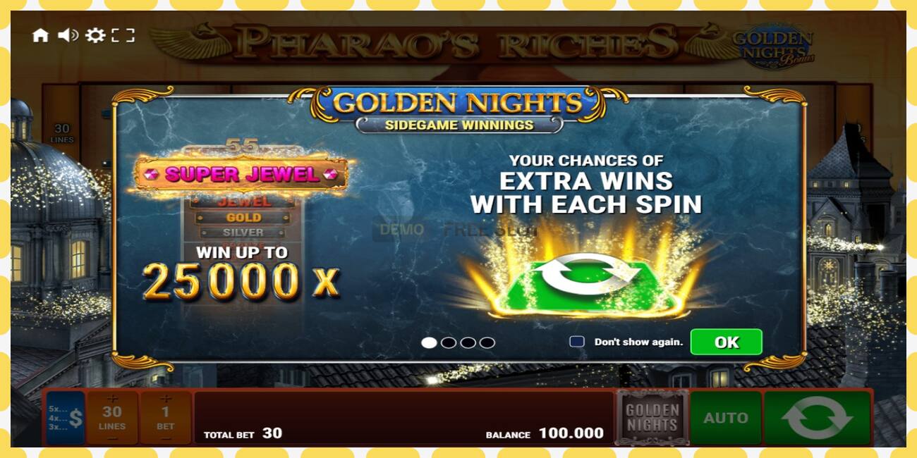 Slot de demostración Pharaos Riches Golden Nights gratuíto e sen rexistro, imaxe - 1