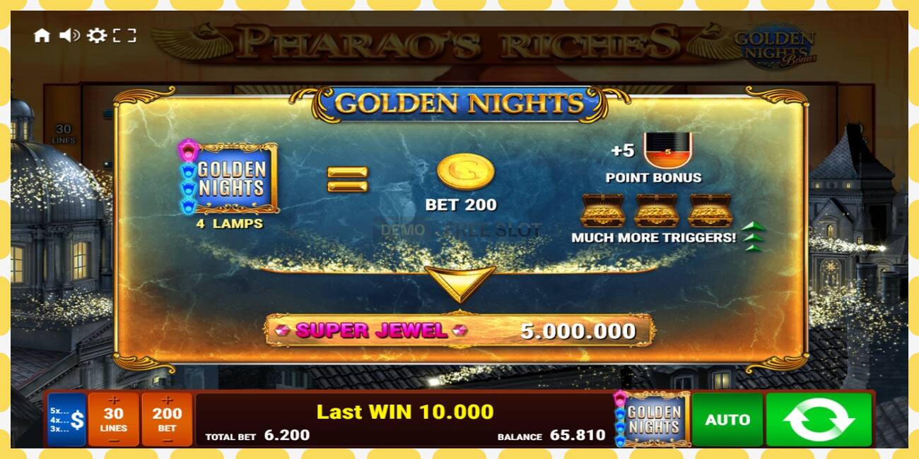 Демо ұясы Pharaos Riches Golden Nights тегін және тіркеусіз, сурет - 1