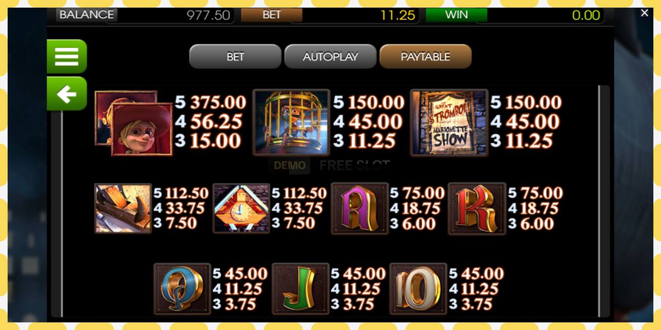 Demo slot Pinocchio free and without registration, picture - 1