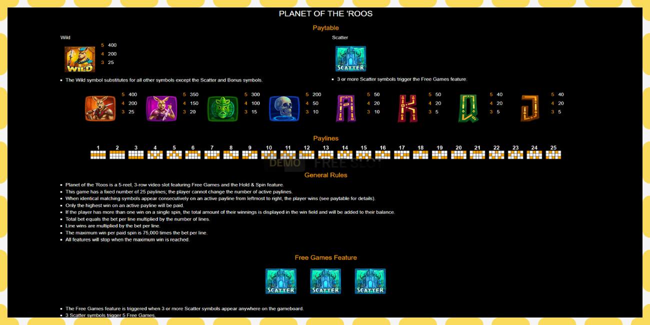 Demo slot Planet of the Roos free and without registration, picture - 1