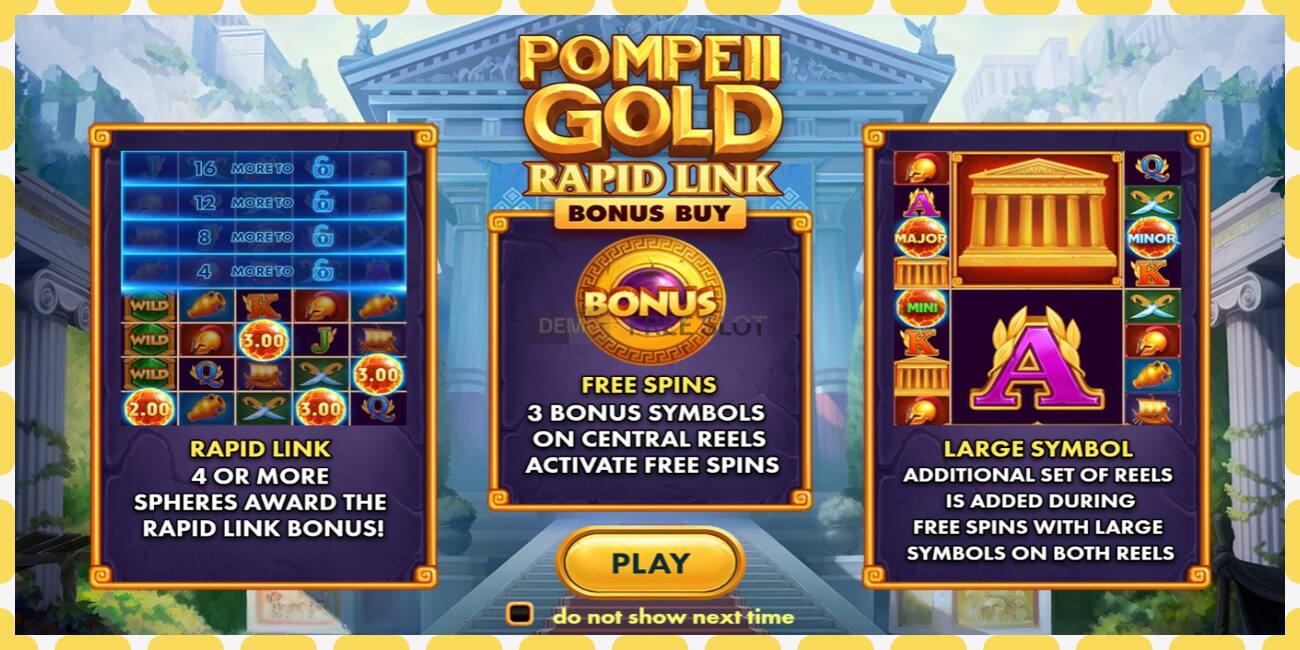 டெமோ ஸ்லாட் Pompeii Gold Rapid Link Bonus Buy இலவச மற்றும் பதிவு இல்லாமல், படம் - 1